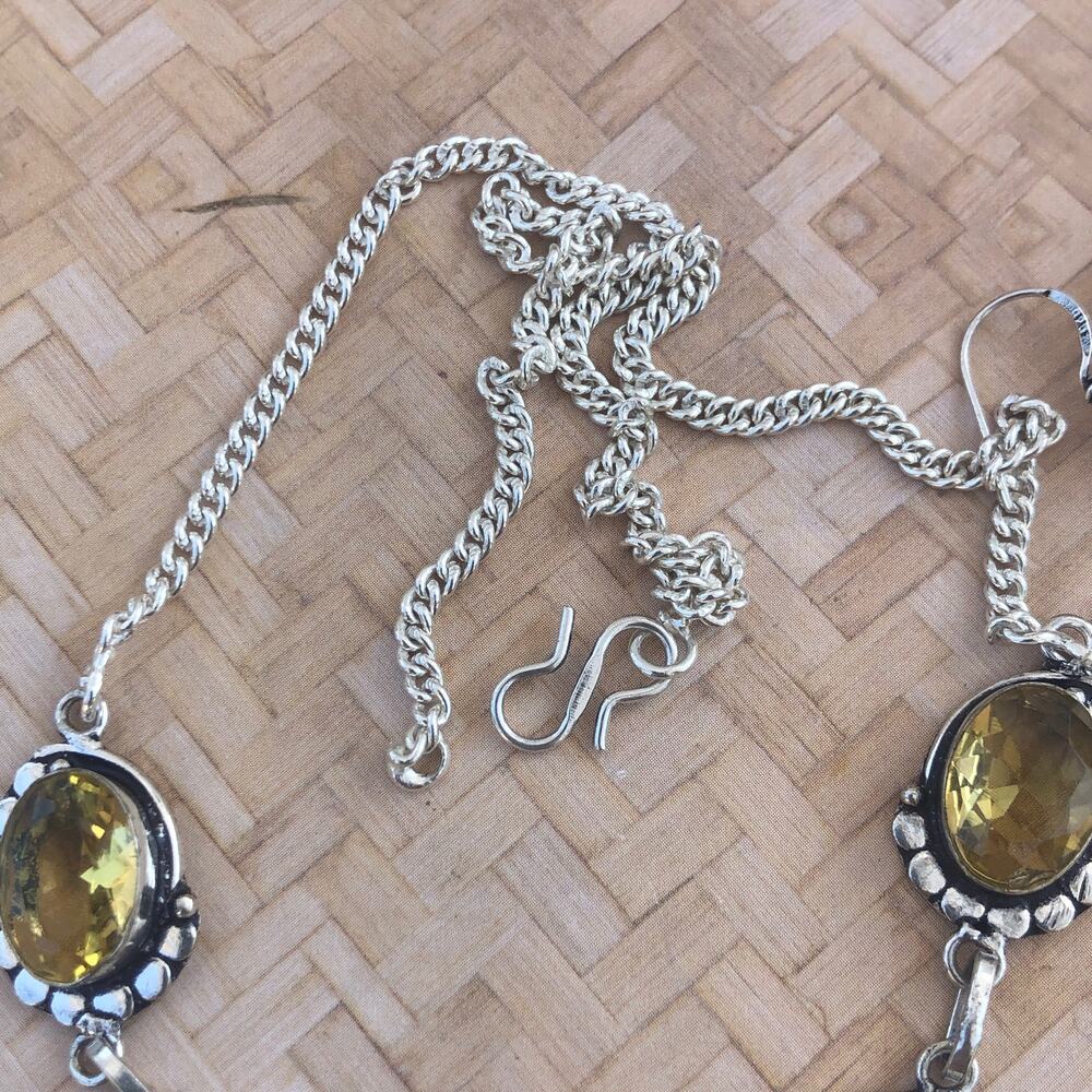 925 Sterling Faceted Citrine Necklace 21" - Picture 4 of 7